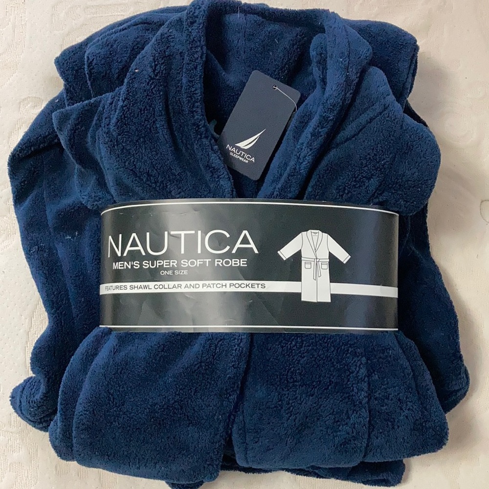 Men’s navy blue soft bath robe